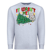 Heather Grey it wasn't me! christmas cat Premium Sweatshirt - MaliasSmallBusiness