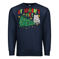 Navy it wasn't me! christmas cat Premium Sweatshirt - MaliasSmallBusiness
