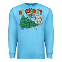 Ocean Blue it wasn't me! christmas cat Premium Sweatshirt - MaliasSmallBusiness
