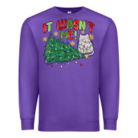 Purple it wasn't me! christmas cat Premium Sweatshirt - MaliasSmallBusiness