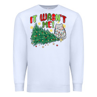 White it wasn't me! christmas cat Premium Sweatshirt - MaliasSmallBusiness