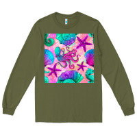Army Green summer beach seamless pattern Long Sleeve Tee - BundleAndBundleShop