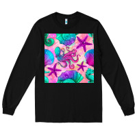 Black summer beach seamless pattern Long Sleeve Tee - BundleAndBundleShop