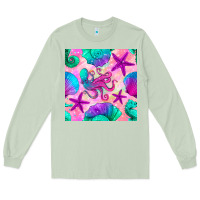 Matcha summer beach seamless pattern Long Sleeve Tee - BundleAndBundleShop