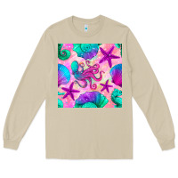 Mushroom summer beach seamless pattern Long Sleeve Tee - BundleAndBundleShop