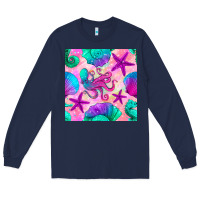 Navy summer beach seamless pattern Long Sleeve Tee - BundleAndBundleShop