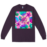 Plum summer beach seamless pattern Long Sleeve Tee - BundleAndBundleShop