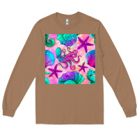 Toasted Coconut summer beach seamless pattern Long Sleeve Tee - BundleAndBundleShop