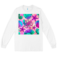 White summer beach seamless pattern Long Sleeve Tee - BundleAndBundleShop