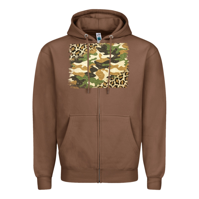 Leopard Camo Pattern Background Zipper Hoodie by Jasminsmagicworld | Teevron