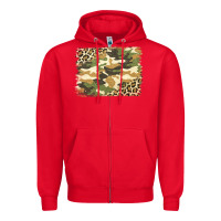 Red leopard camo pattern background Zipper Hoodie - Jasminsmagicworld
