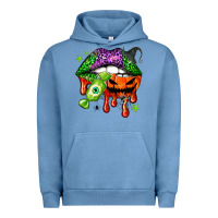 Pigment Pebble Blue Halloween lips Urban Hoodie - NancyCooperArtShop