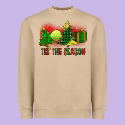 Tis The Season Christmas With Tennis Ball And Tree Cookie Heavyweight Sweatshirt Designed By Fadigitalartstudio