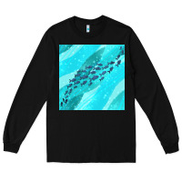 Black fish and sea seamless pattern Long Sleeve Tee - BundleAndBundleShop