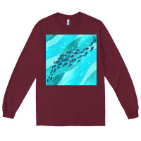 Burgundy fish and sea seamless pattern Long Sleeve Tee - BundleAndBundleShop