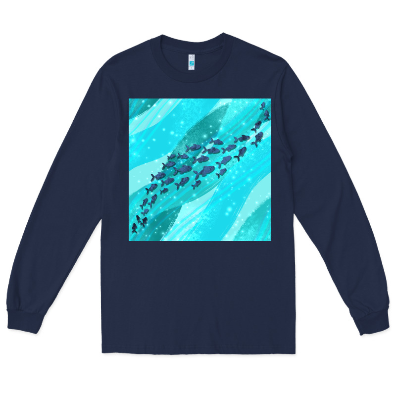 Fish And Sea Seamless Pattern Long Sleeve Tee by BundleAndBundleShop | Teevron