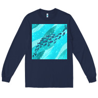 Navy fish and sea seamless pattern Long Sleeve Tee - BundleAndBundleShop