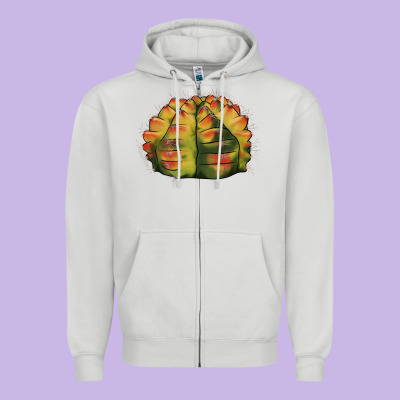 Gymnocalycium Variegated Cactus Zipper Hoodie Designed By Lillyallendesigns