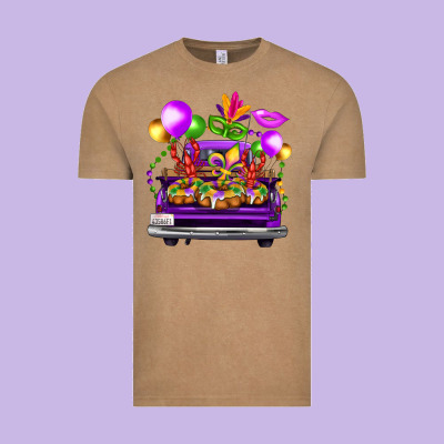 Mardi Gras Farm Truck Vintage Tee Designed By Fadigitalartstudio