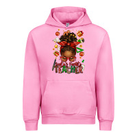 Fuchsia Pink santa's favorite teacher afro messy bun Urban Hoodie - texasbilliewilder