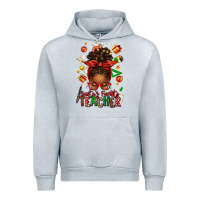 Heather Grey santa's favorite teacher afro messy bun Urban Hoodie - texasbilliewilder