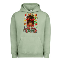 Pigment Oil Green santa's favorite teacher afro messy bun Urban Hoodie - texasbilliewilder