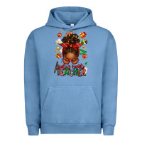 Pigment Pebble Blue santa's favorite teacher afro messy bun Urban Hoodie - texasbilliewilder