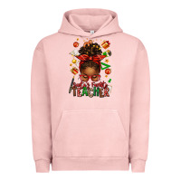 Pigment Salmon santa's favorite teacher afro messy bun Urban Hoodie - texasbilliewilder