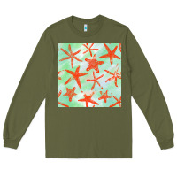 Army Green starfish seamless pattern Long Sleeve Tee - BundleAndBundleShop