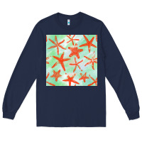 Navy starfish seamless pattern Long Sleeve Tee - BundleAndBundleShop