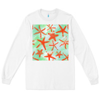White starfish seamless pattern Long Sleeve Tee - BundleAndBundleShop