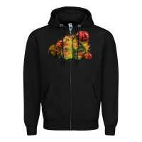 Black Gymnocalycium Variegated Cactus Zipper Hoodie - LillyAllenDesigns