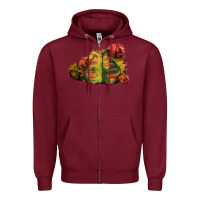 Burgundy Gymnocalycium Variegated Cactus Zipper Hoodie - LillyAllenDesigns