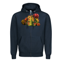 Navy Gymnocalycium Variegated Cactus Zipper Hoodie - LillyAllenDesigns