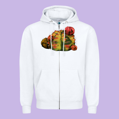 Gymnocalycium Variegated Cactus Zipper Hoodie Designed By Lillyallendesigns