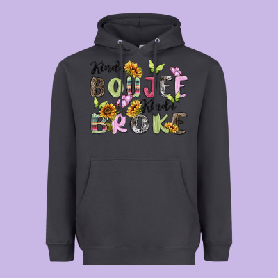 Kinda Boujee Kinda Broke Heavyweight Hoodie Designed By Maliassmallbusiness