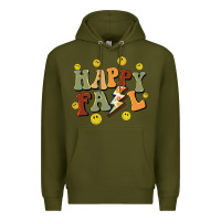 Army Green happy fall smiley face Premium Hoodie - BarkalooDesign