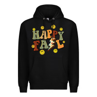 Black happy fall smiley face Premium Hoodie - BarkalooDesign