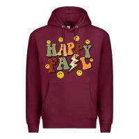 Burgundy happy fall smiley face Premium Hoodie - BarkalooDesign