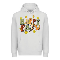 Dove Grey happy fall smiley face Premium Hoodie - BarkalooDesign