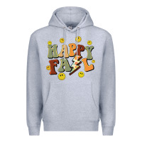 Heather Grey happy fall smiley face Premium Hoodie - BarkalooDesign