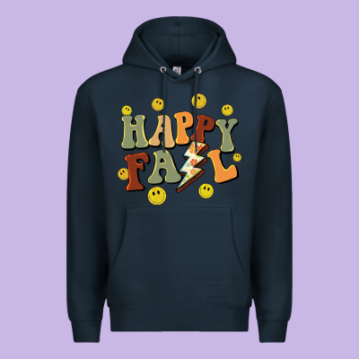 Happy Fall Smiley Face Premium Hoodie Designed By Barkaloodesign