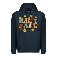 Navy happy fall smiley face Premium Hoodie - BarkalooDesign