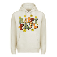 Oatmeal Heather happy fall smiley face Premium Hoodie - BarkalooDesign