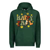 Sports Green happy fall smiley face Premium Hoodie - BarkalooDesign