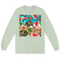 Matcha tortoise watermelon beach seamless pattern Long Sleeve Tee - BundleAndBundleShop