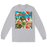 Moon Dust tortoise watermelon beach seamless pattern Long Sleeve Tee - BundleAndBundleShop