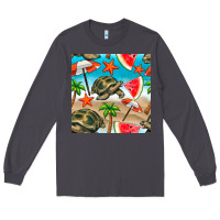 Smoke tortoise watermelon beach seamless pattern Long Sleeve Tee - BundleAndBundleShop
