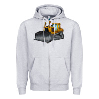 Heather Grey Bulldozer Zipper Hoodie - LillyAllenDesigns