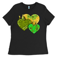 Black st patricks day hearts Ladies Tee - AdoDesignShop